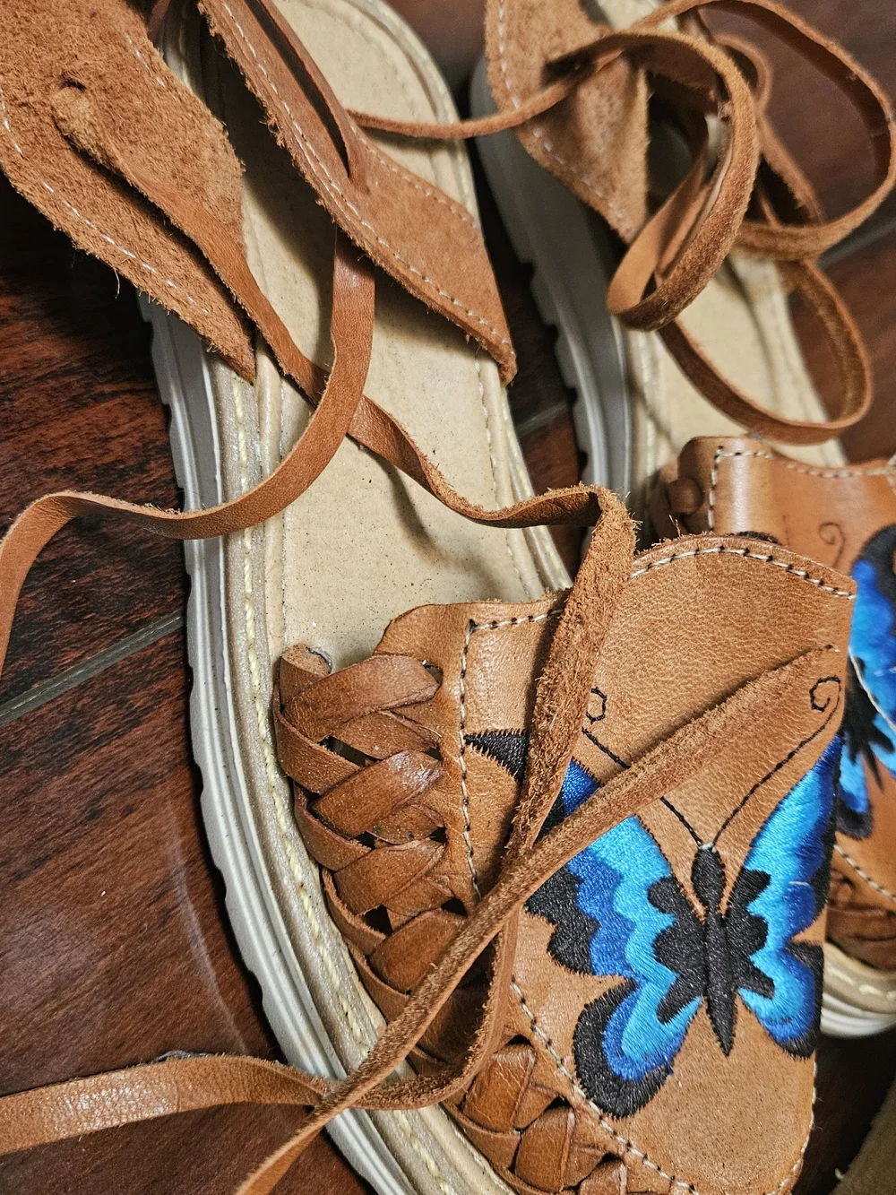 Handwoven Kids Huarache Sandals in Tan, White and Multicolor